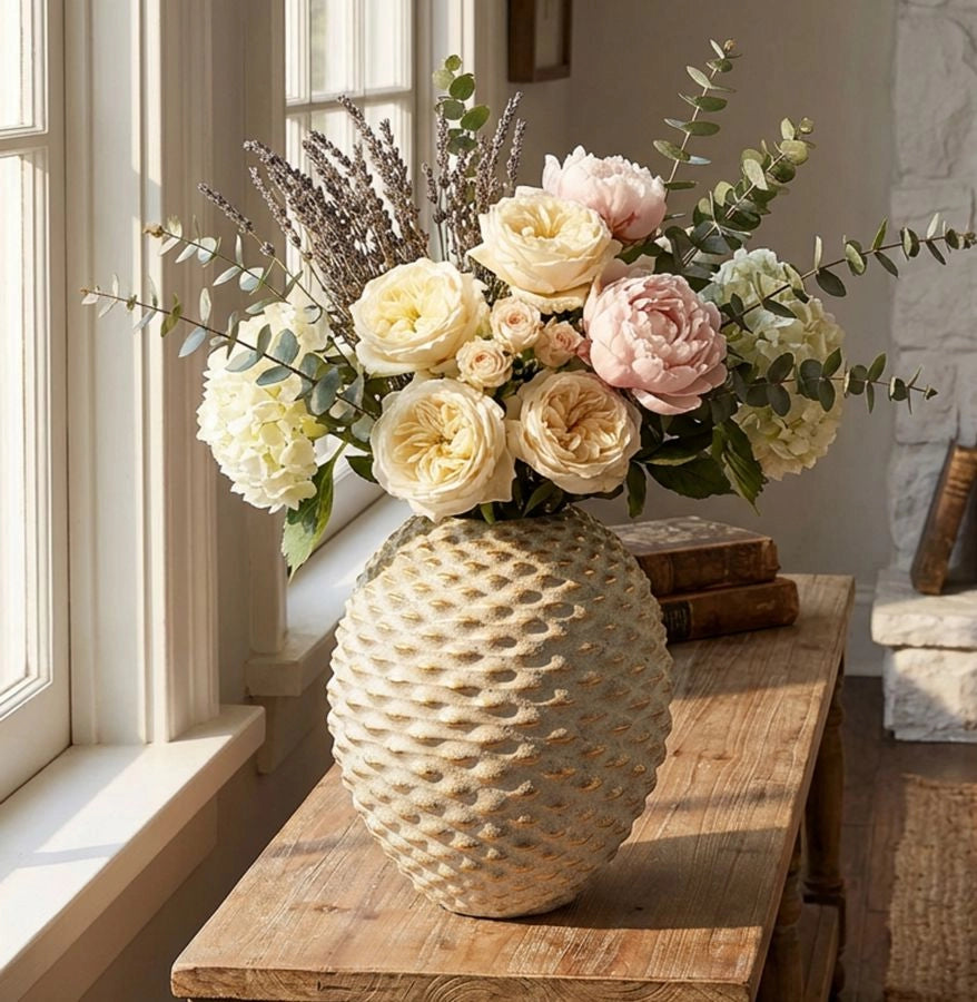 Vaso Pepipas Ball Ø23,5x28,5 cm in Ceramica Grigio e Oro