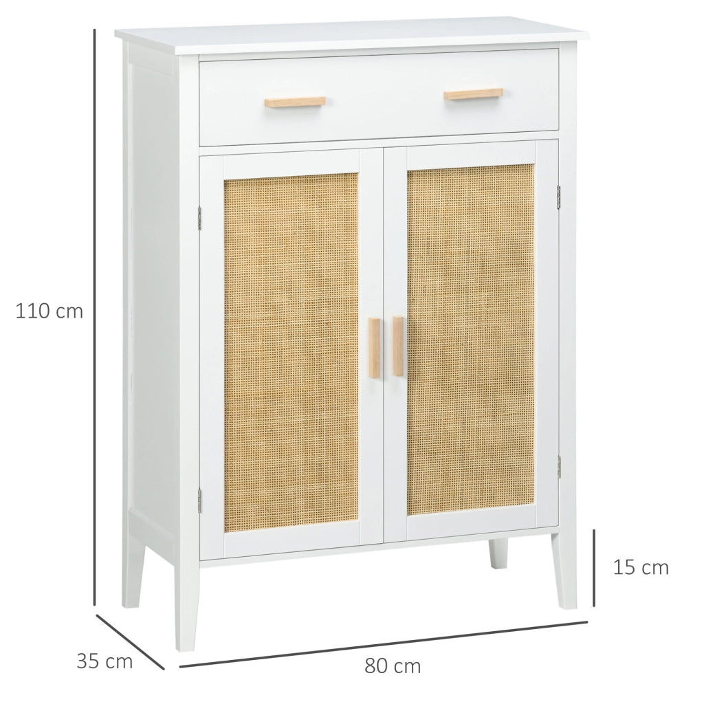 Scarpiera con 2 ante e cassetto effetto cannage ¨C zephmum ¨C bianco 80x35x110 cm