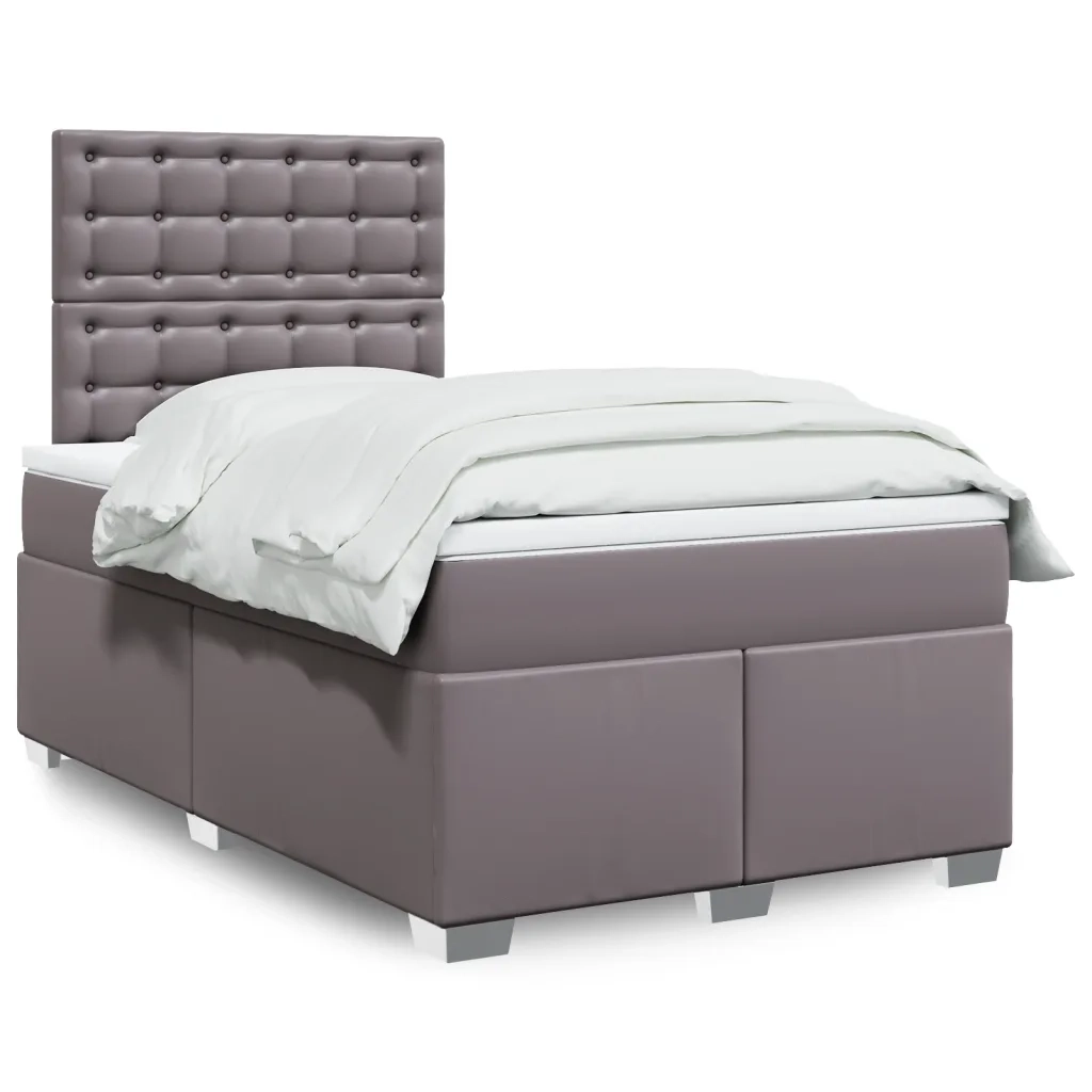 vidaXL Giroletto a Molle con Materasso Grigio 120x200 cm in Similpelle