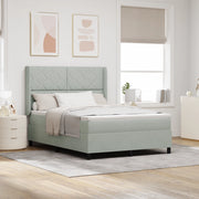 Letto a Box Spring  con Materasso e Luce LED Grigio Chiaro 140x190 cm Velluto
