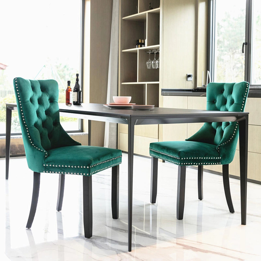 Set 2 sedie Nikki - Xylo - velluto verde gambe legno