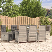 Set da Pranzo da Giardino 9 pz con Cuscini in Polyrattan Grigiocod mxl 76438