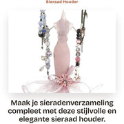 Organizzatore di gioielli con design elegante - Sostegno per bracciali - Custodia per anelli - Albero per gioielli - Appoggio per collane - Materiale: resina e tessuto - Sostegno per gioielli