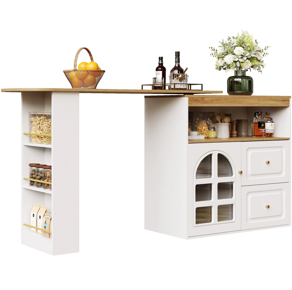 Mobile bar girevole estensibile 138-204 cm bianco