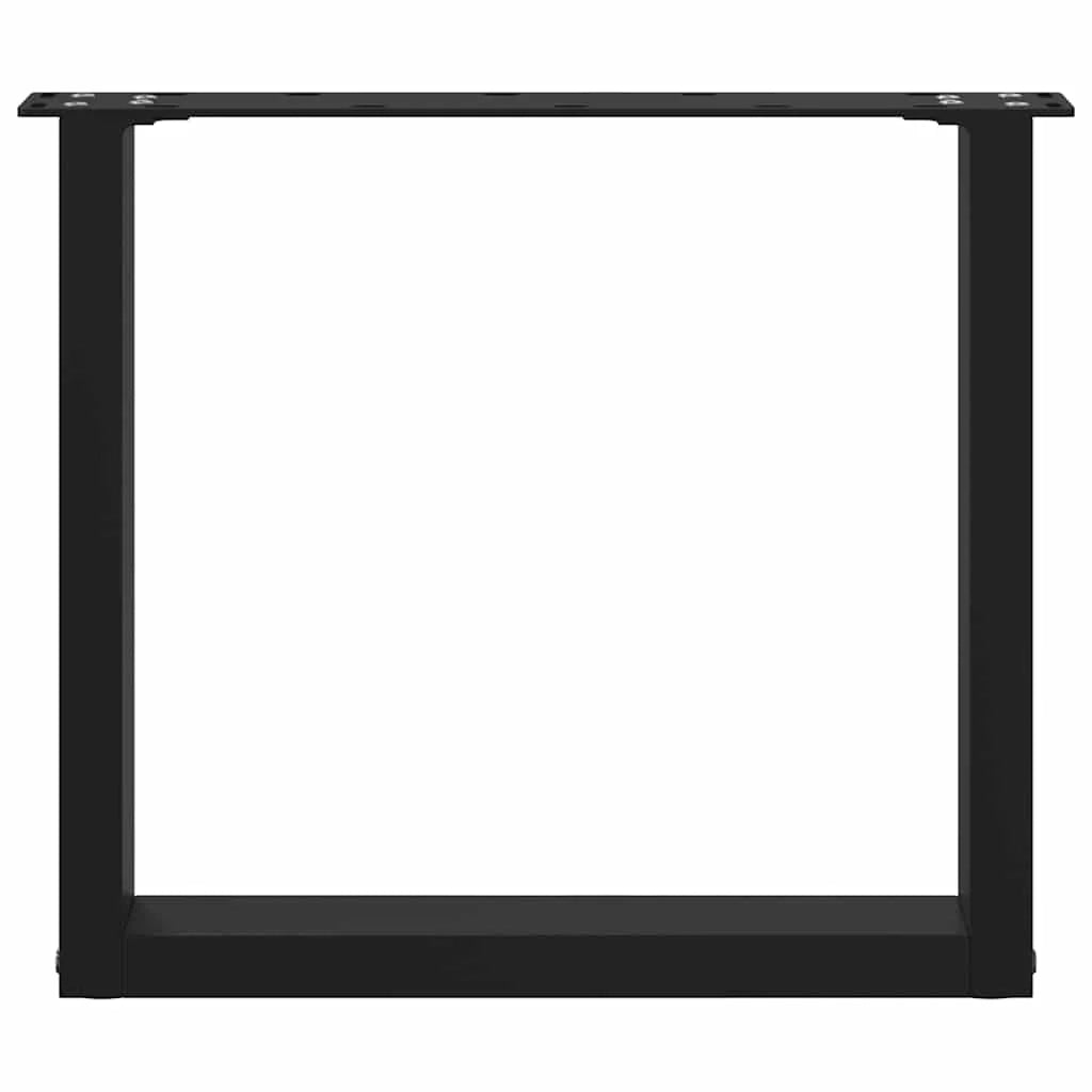 Set di 2 gambe per tavolino da caffè a forma di U nere 50 x 42-43 cm con piedini regolabili design moderno in acciaio nero 02_0057396