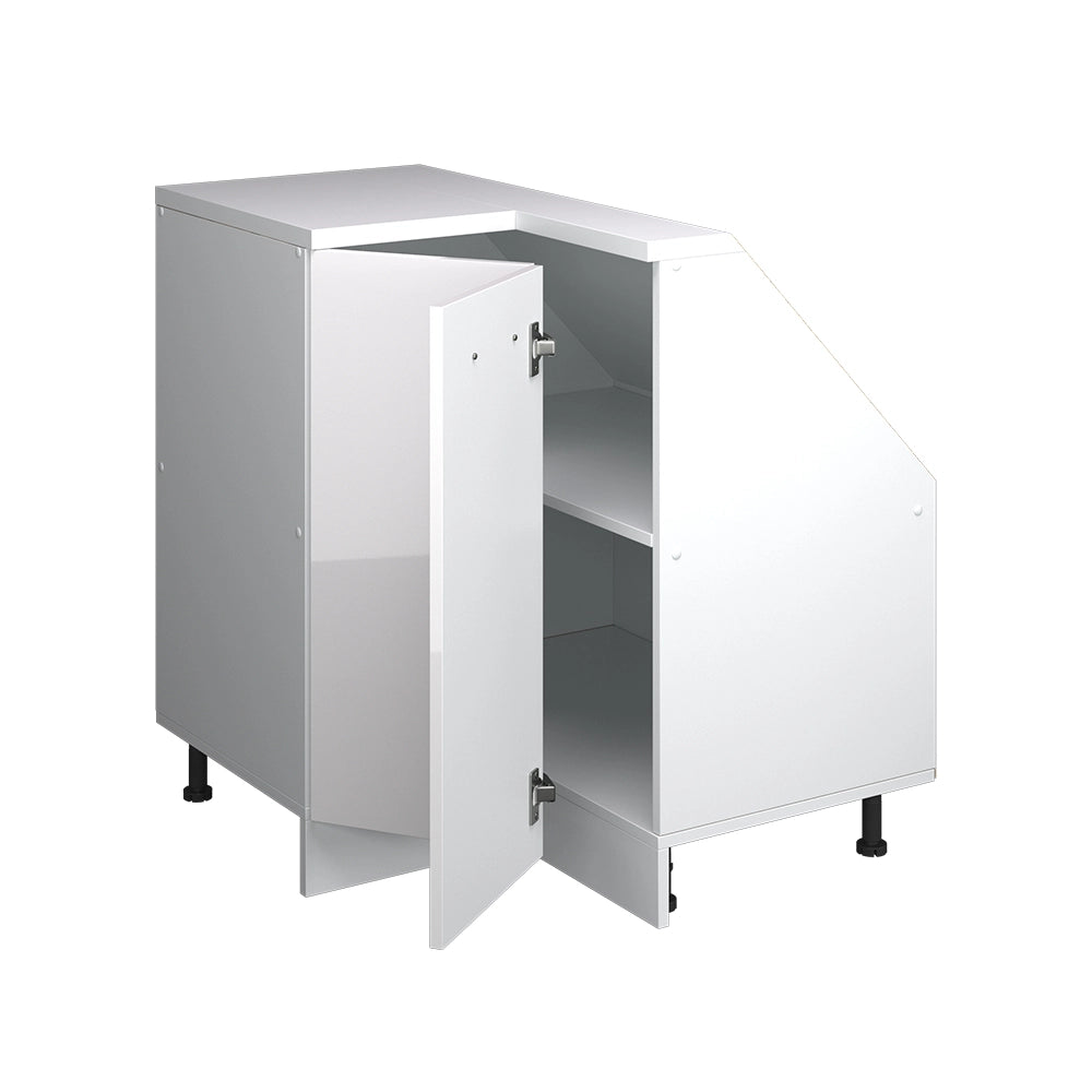 Mobile cucina angolare per sottotetto R-Line Bianco lucido/Bianco 75.6 cm con 1 porta Vicco