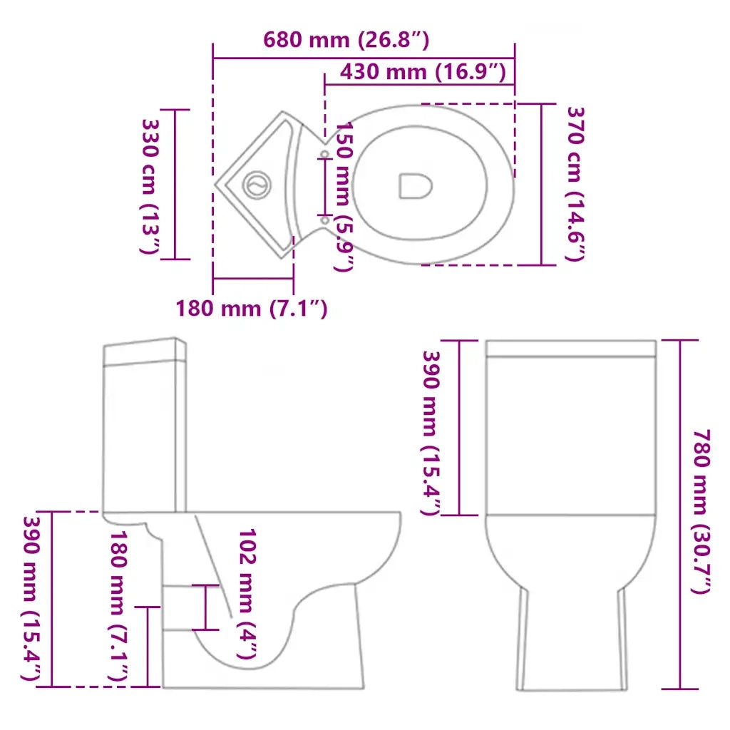 Vaso WC in Ceramica da Bagno ad Angolo Nero CFW9193059