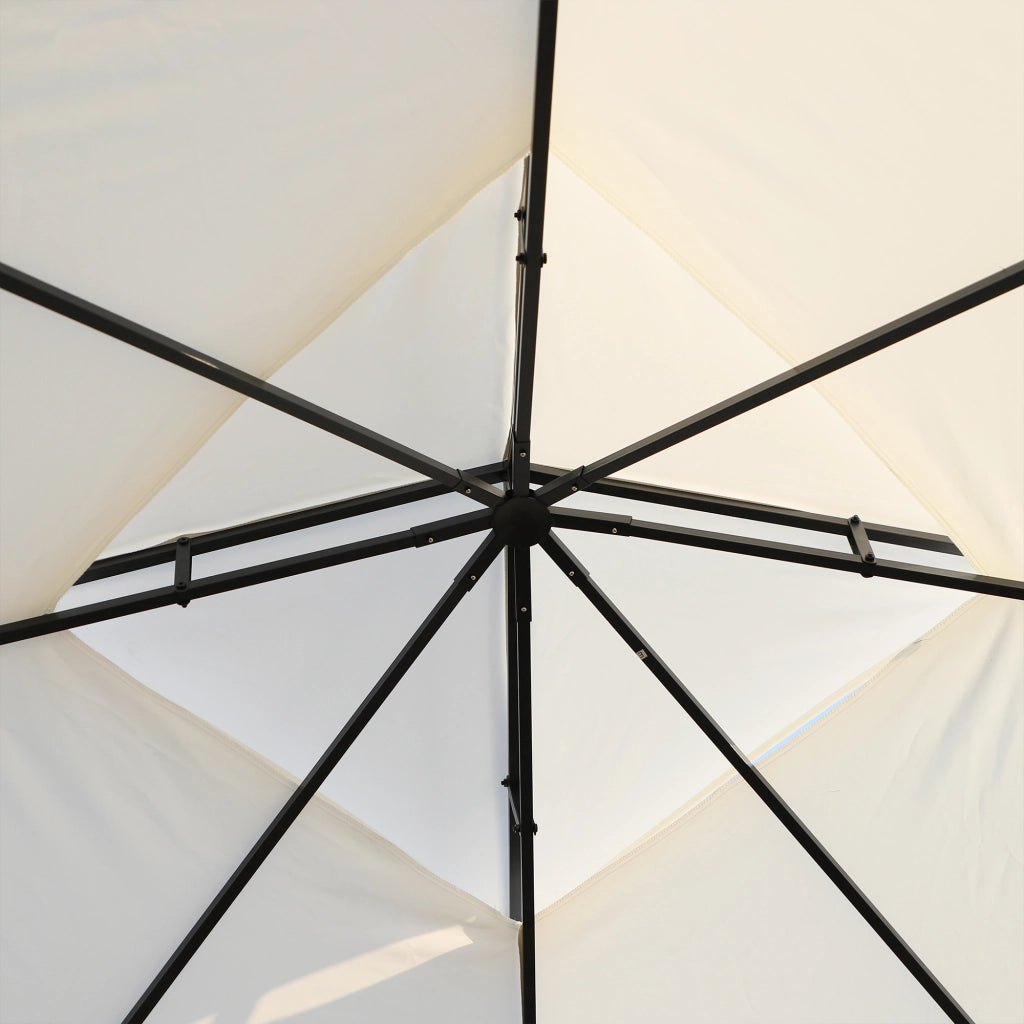 Gazebo da Giardino 3x3m con Zanzariera ¨C Zephmum ¨C Bianco, Acciaio