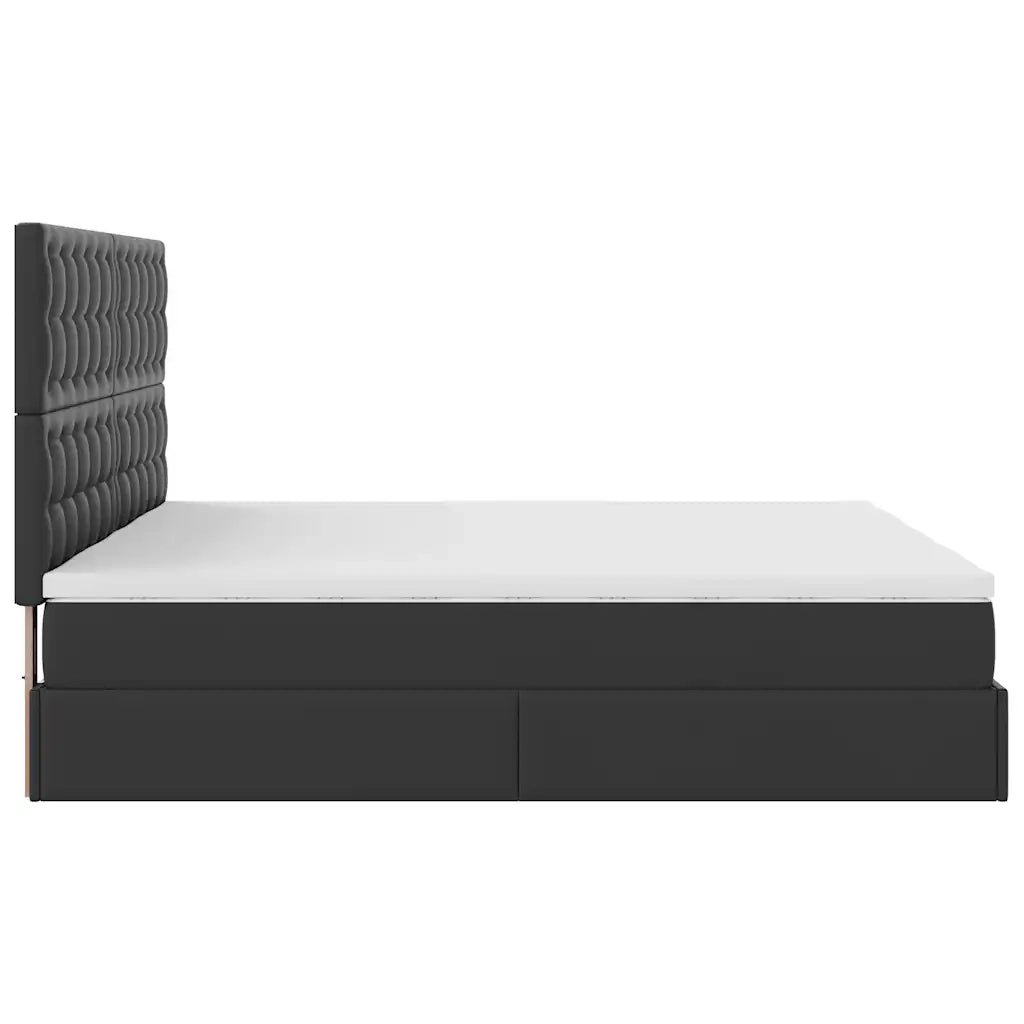 Struttura Letto Pouf con Materassi Nero 180x200 cm Similpelle 3313654