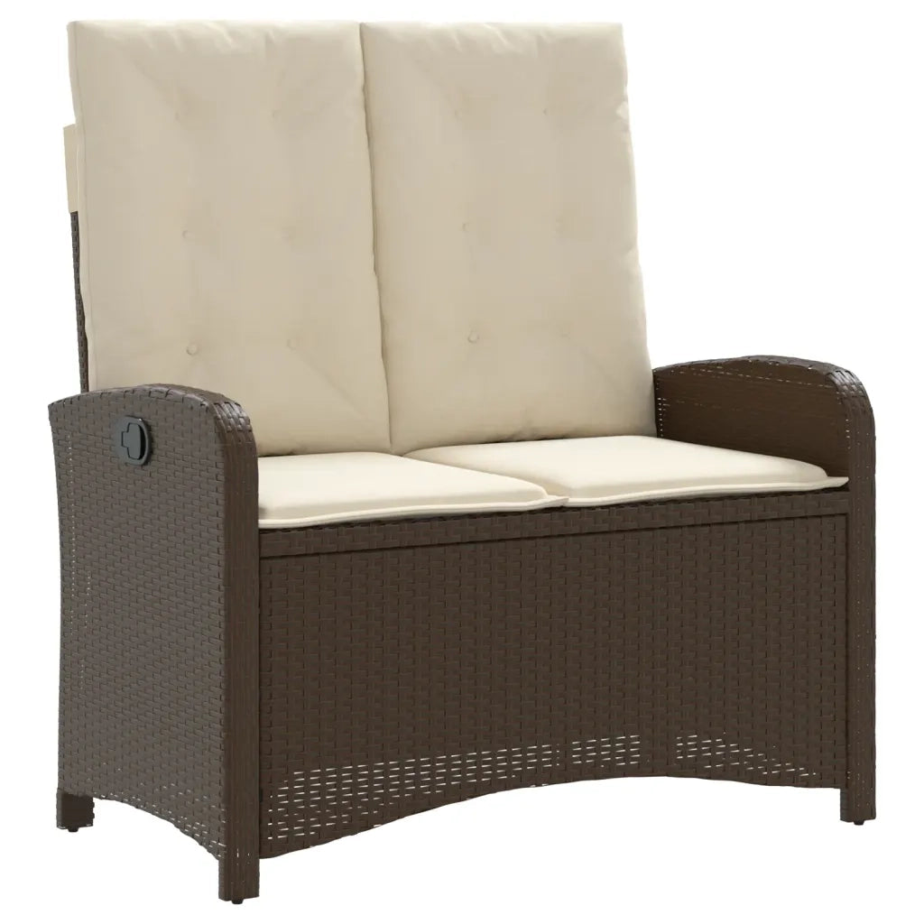 Panca Reclinabile da Giardino con Cuscini-Sgabello-Sedia da esterno Marrone in Polyrattan 882442