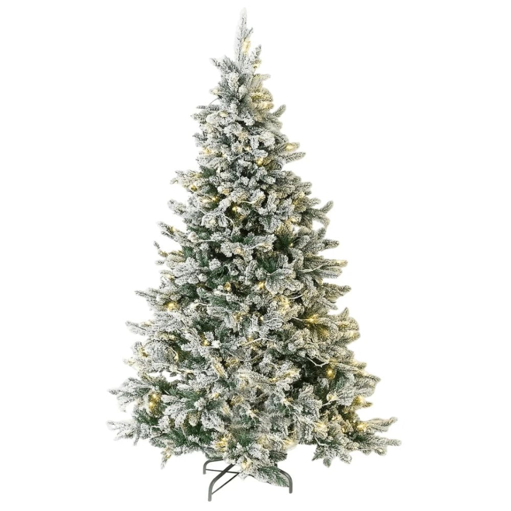 Albero di natale artico 180 cm innevato con luci integrate fortunato