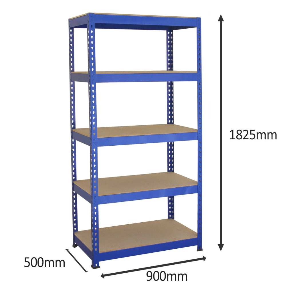3 Scaffali in Acciaio Senza Bulloni Q-Rax Blu Larghi 90cm per Garage