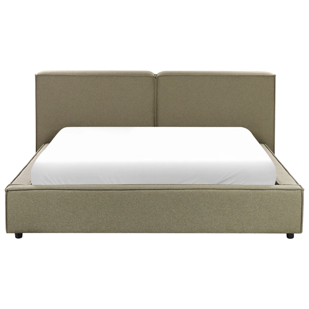 Letto matrimoniale in tessuto verde oliva con struttura a doghe 160 x 200 cm stile classico camera da letto