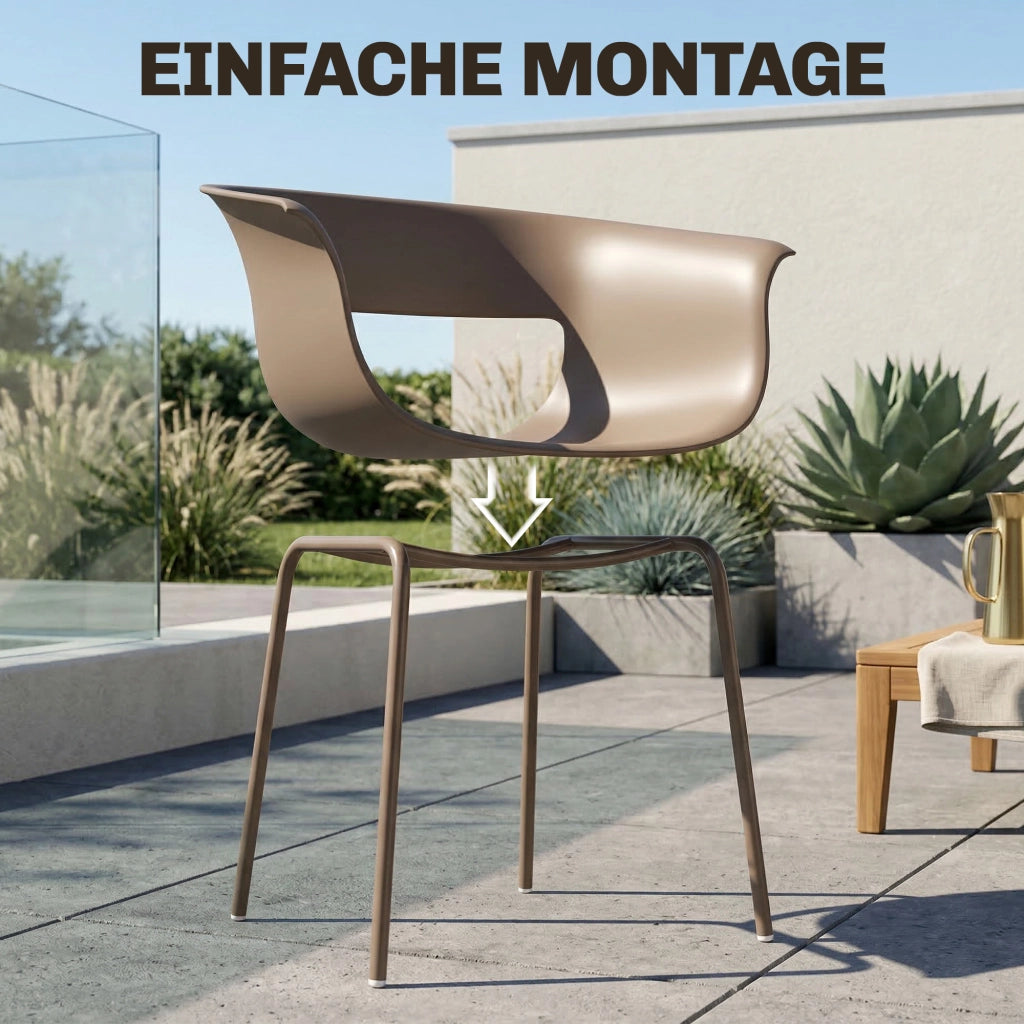 Serie di sedie da giardino con 4 sedie ergonomiche ritagliate braccioli caffè resistente alla ruggine