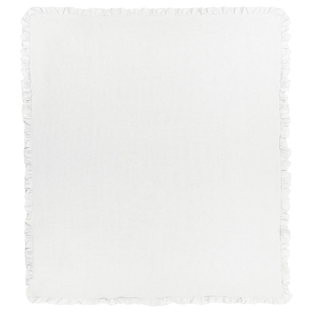 Copriletto in cotone bianco 220 x 200 cm con balza decorativa Camera da letto