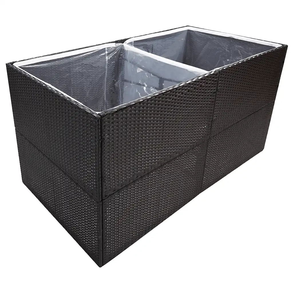 Fioriera | Cassetta per fiori | Vaso da Giardino Nero 157x80x80 cm in Polyrattan