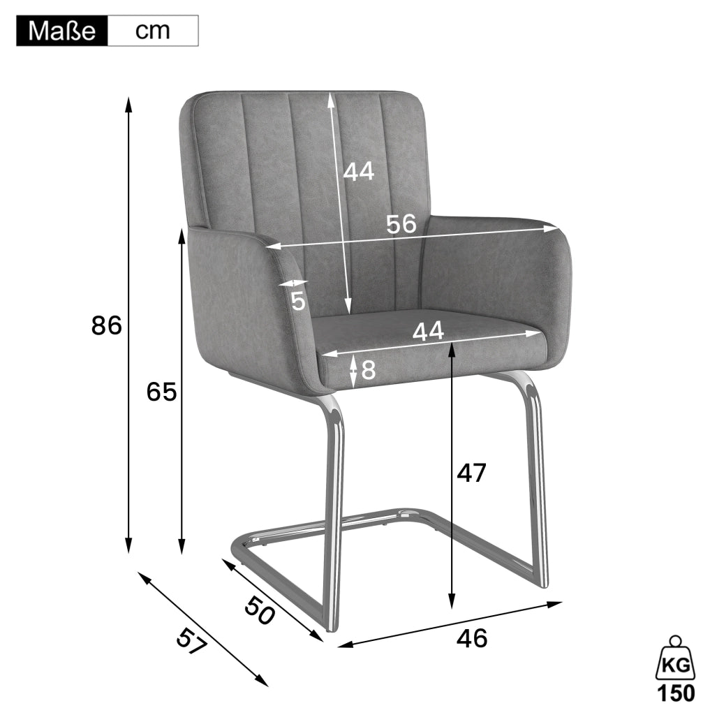 Set di 4 sedie da pranzo in similpelle grigia con gambe a Z