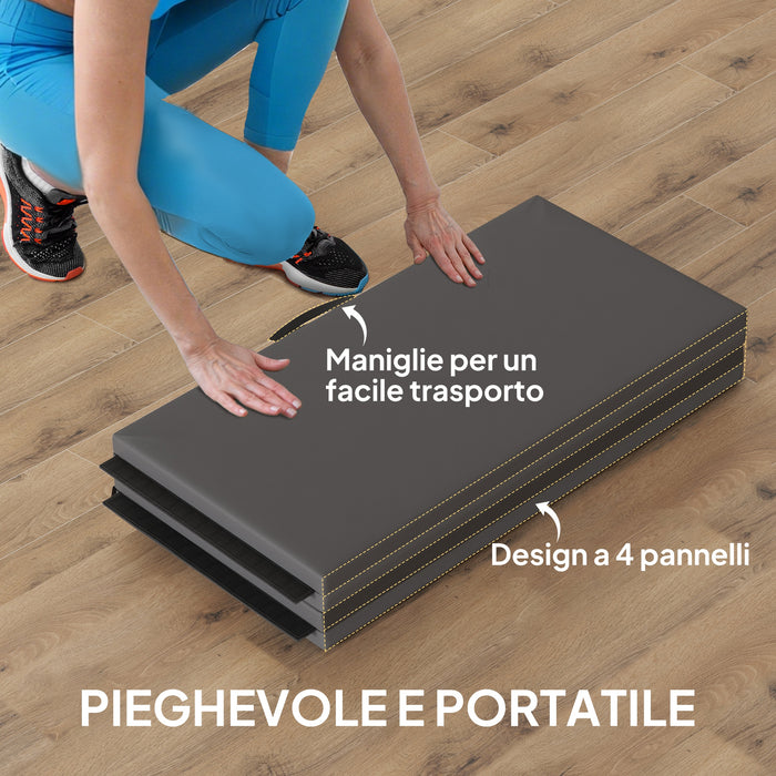 Tappetino Ginnastica Pieghevole 240x120x5 cm Antiscivolo Materassino Fitness Grigio