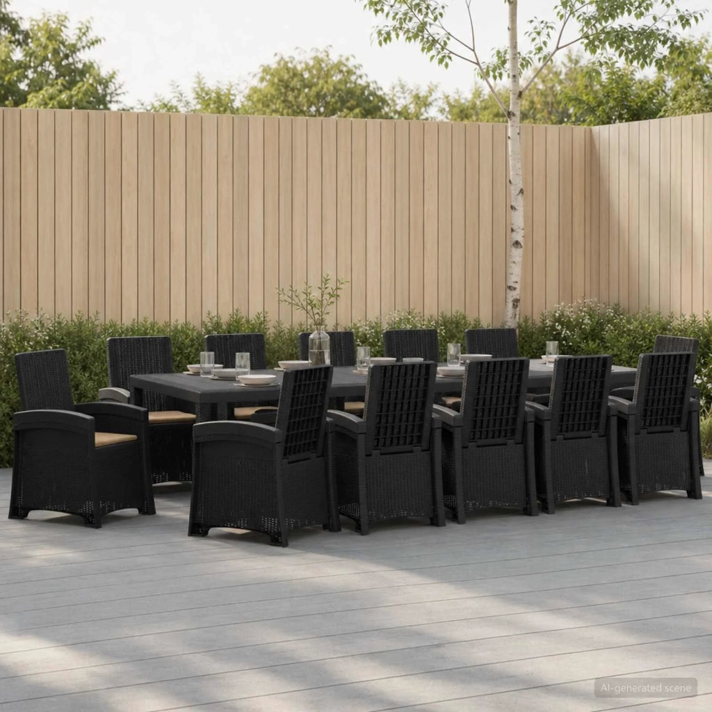 Set da Pranzo per Giardino 14 pz Antracite e Tortora PP 3430185