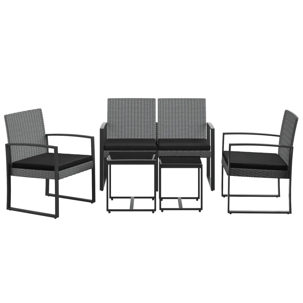Set Pranzo da Giardino 5 pz con Cuscini PP Rattan Grigio Scuro 360217