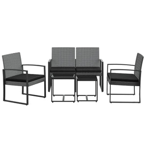 Set Pranzo da Giardino 5 pz con Cuscini PP Rattan Grigio Scuro 360217