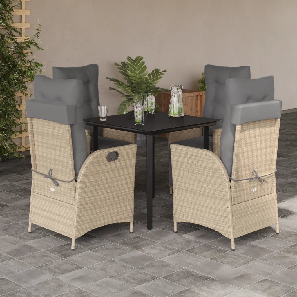Set Pranzo da Giardino 5 pz con Cuscini Beige Misto Polyrattan 3213456