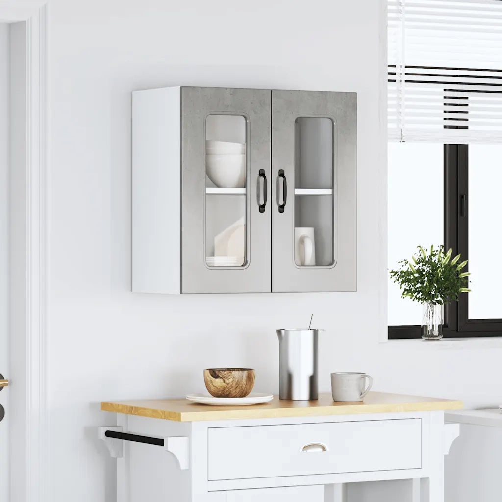 Pensile da Cucina con Porta in Vetro Kalmar Grigio Cemento