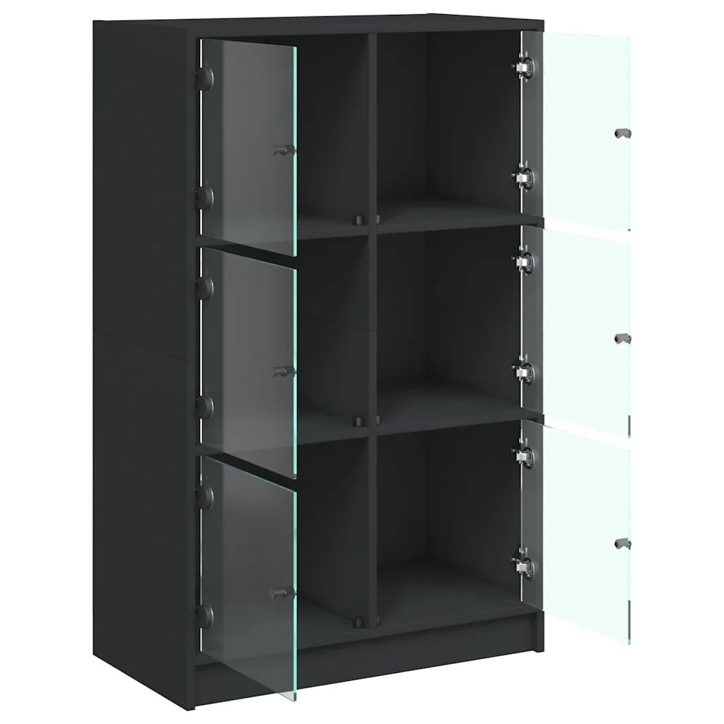 Credenza | Madia | Buffet da pranzo | Armadio da pranzo con Ante Nera 68x37x109 cm in Legno Multistrato