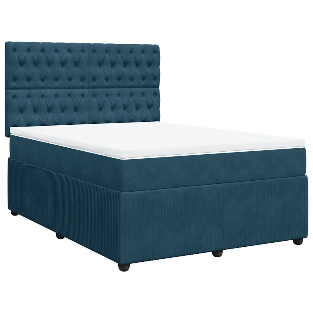 Giroletto a Molle con Materasso Blu 140x200 cm in Velluto 3294668