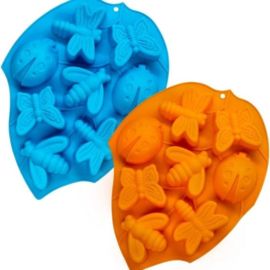 Set di forme per cupcake in silicone a 3D 8 cavità per muffin mousse di cioccolato - Sapone per canditi - Candelabro - Blu/Arancione - Set da 2 pezzi - Forme per torta da cucina.