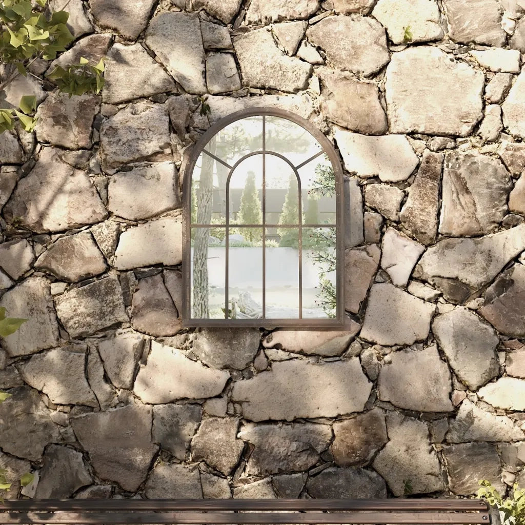 Specchio da Giardino-Specchio Decorativo-Specchio Esterno Sabbia 60x45 cm in Ferro per Uso Esterno