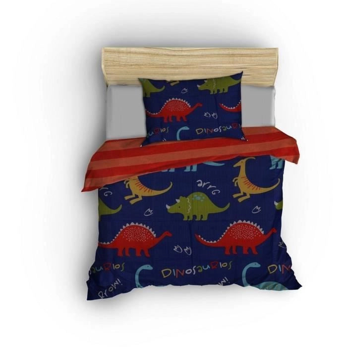 Completo letto - 1 copripiumino 220 x 240 cm + 2 federe 60 x 60 cm - 65% cotone, 35% poliestere - Blu