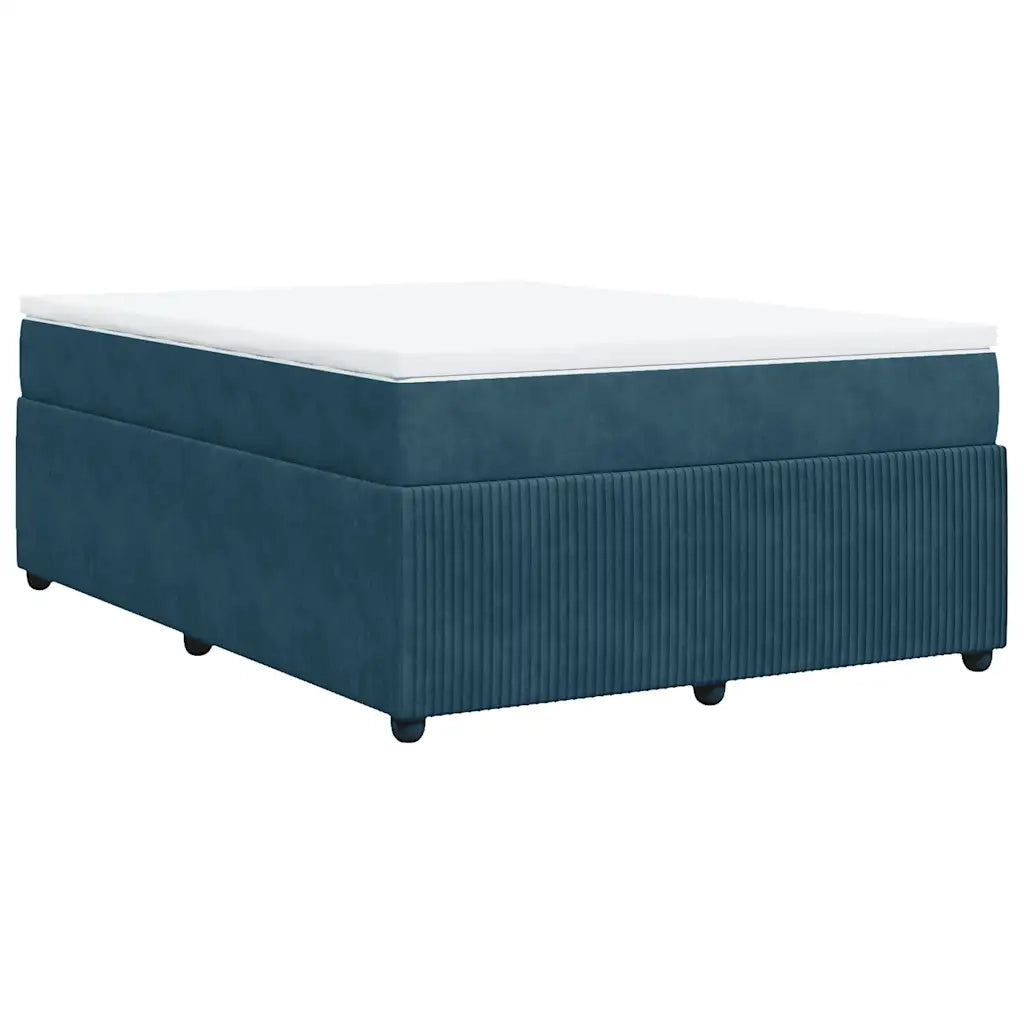 Giroletto a Molle con Materasso Blu Scuro 160x200 cm in Velluto 3285654