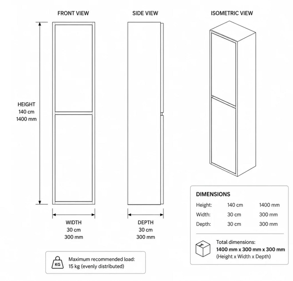 Set mobile bagno VOLUM 80x45 cm Estepa con lavabo, specchio LED, colonna 140 cm e rubinetto