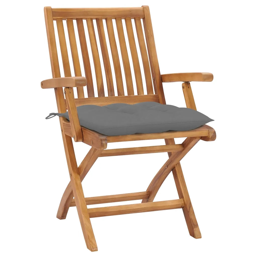 Sedie da Giardino 2 pz con Cuscini Grigio in Massello di Teak cod mxl 74605