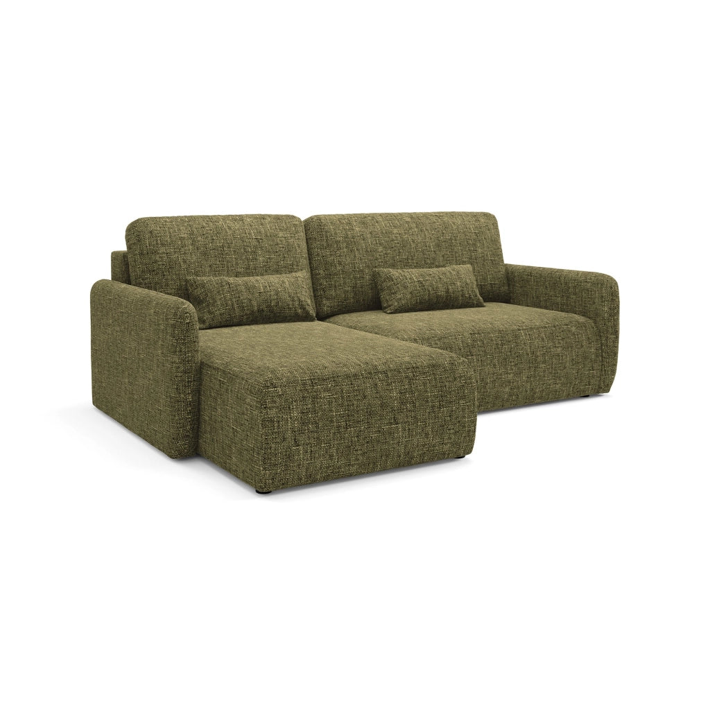 Pagno, Divano Letto con Penisola Contenitore, 207x148 cm Verde Oliva