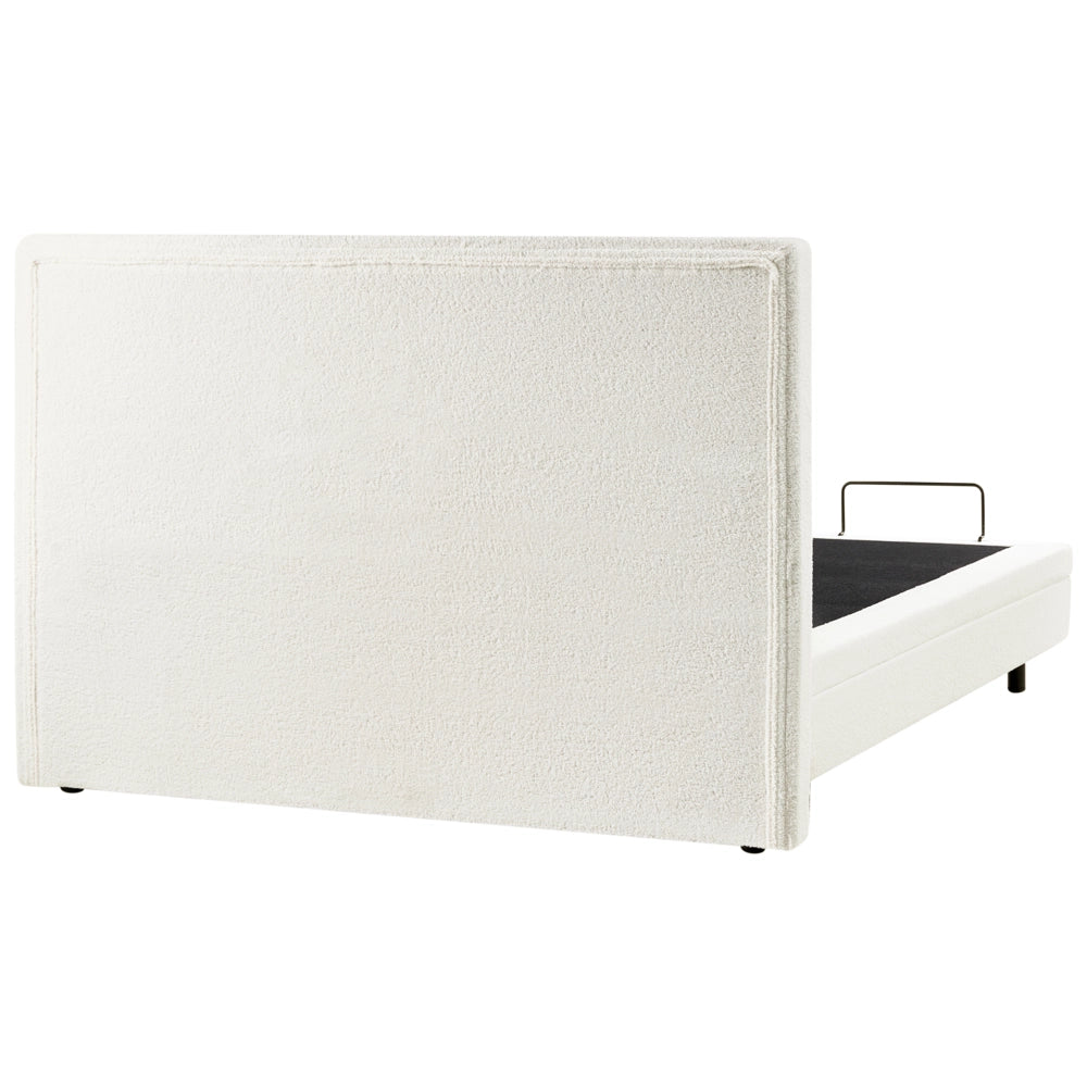 Letto matrimoniale Tessuto bianco sporco regolabile Elettricamente con Telecomando 180 x 200 cm camera da letto cameretta