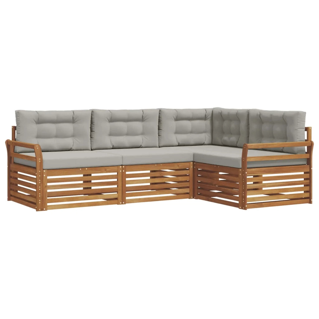 Set di divani da esterno 4 pcs Grigio Naturale e Chiaro