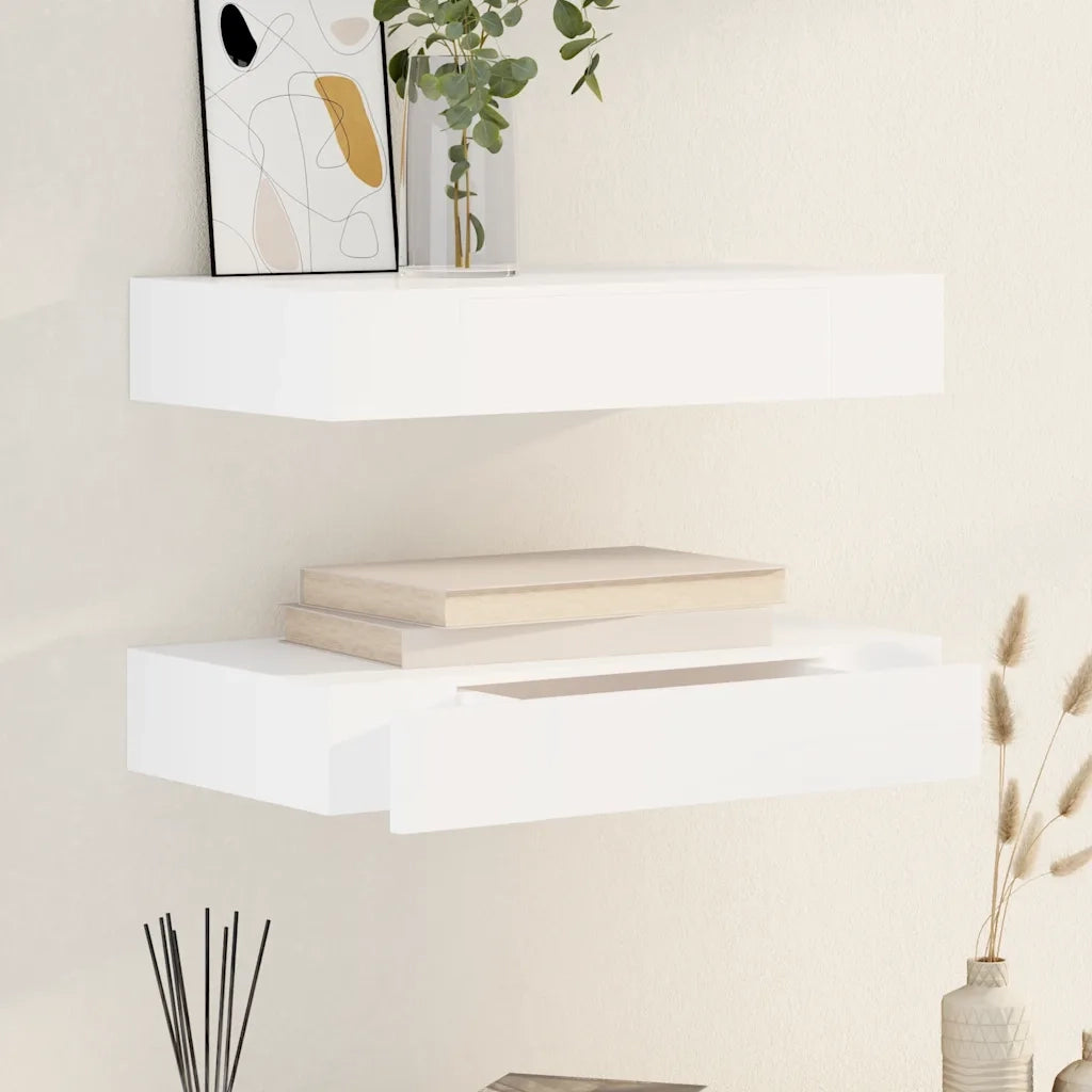 Mensole con Cassetti 2 pz Bianco 48 cm 276001