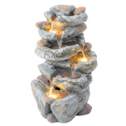 Fontana da Giardino a Cascata 6 Livelli ¨C zephmum ¨C Resina Pietra Naturale 33x27x53 cm Grigio