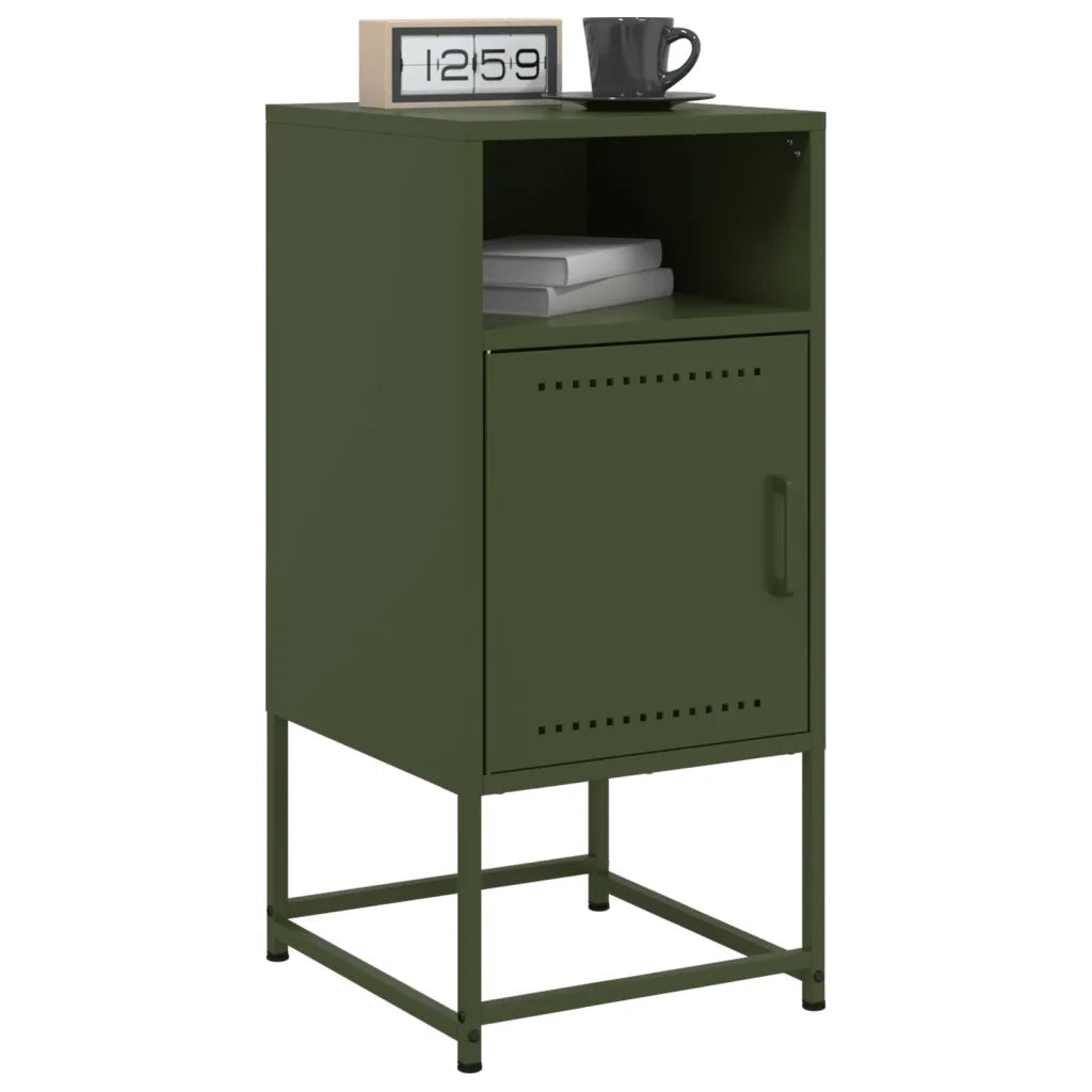 Comodini 2 pz Verde Oliva 36x39x78 cm in Acciaio