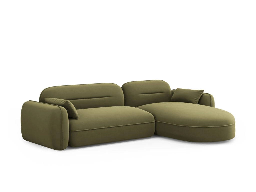 Cosmopolitan Design - Divano angolare modulare destro "Sydney" 4 posti in velluto verde chiaro 