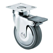 RUOTA A FORCELLA GIREVOLE + FERMO 220CBIS AVO - A/ZINCR/GOMMA GRIGIA D.MM 40X18 P.MM 40X40- 4 pezzi