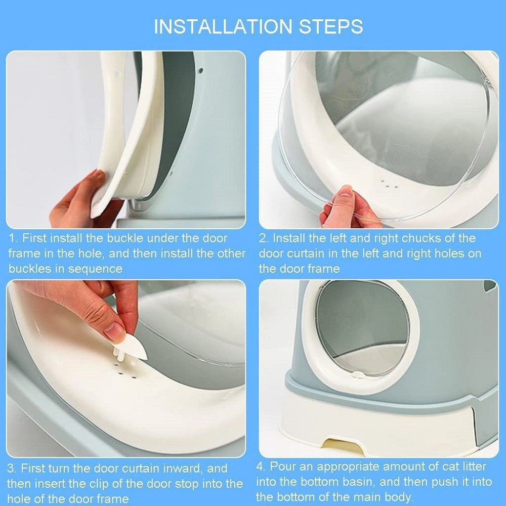 Trade Shop - Lettiera Per Gatti Toilette Estraibile Cassetto Paletta Antispruzzo Sportello -