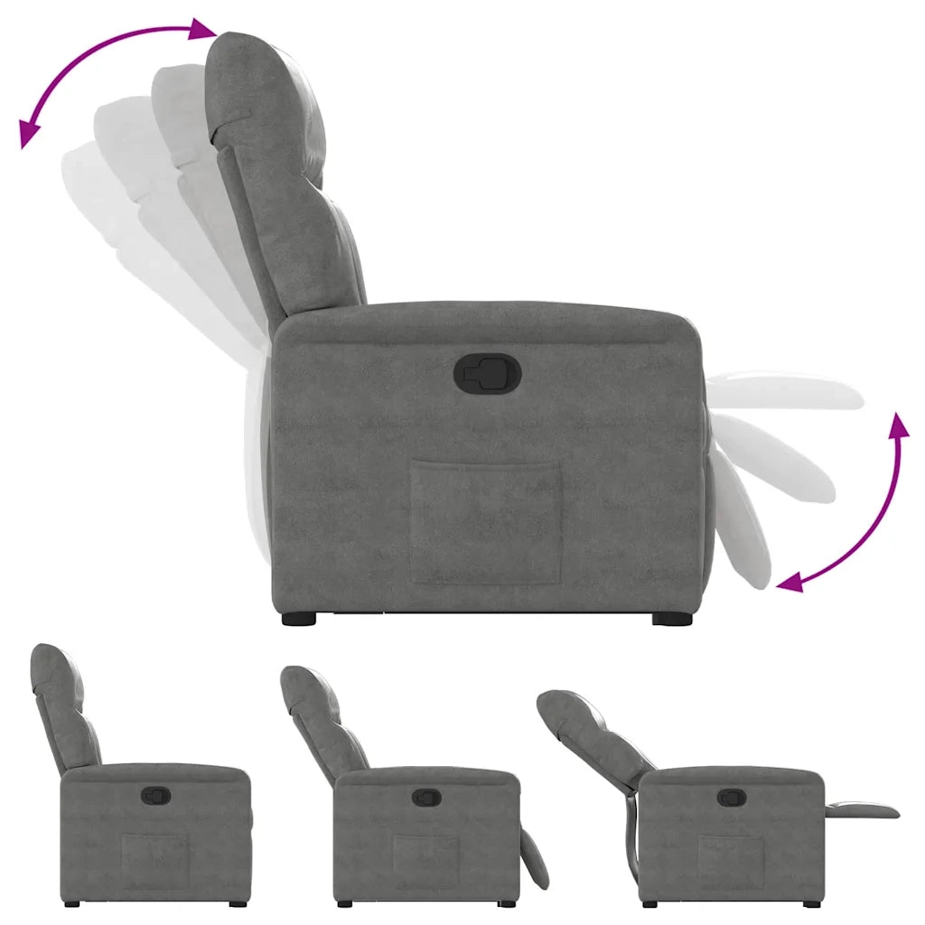 Divano Sedia-Poltrona Alzapersona Reclinabile Grigio Scuro Microfibra