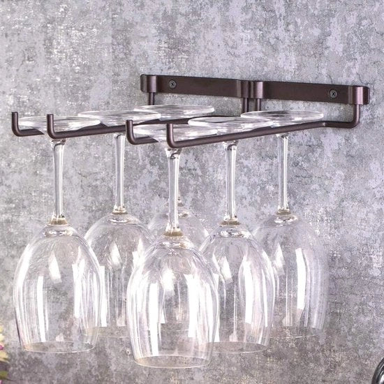 Wineglass Holder Appeso - a singolo doppio riga - metallo wine glass rack - supporto a parete per bicchieri da vino - doppio steel glass holder per cucina - bar - ristorante