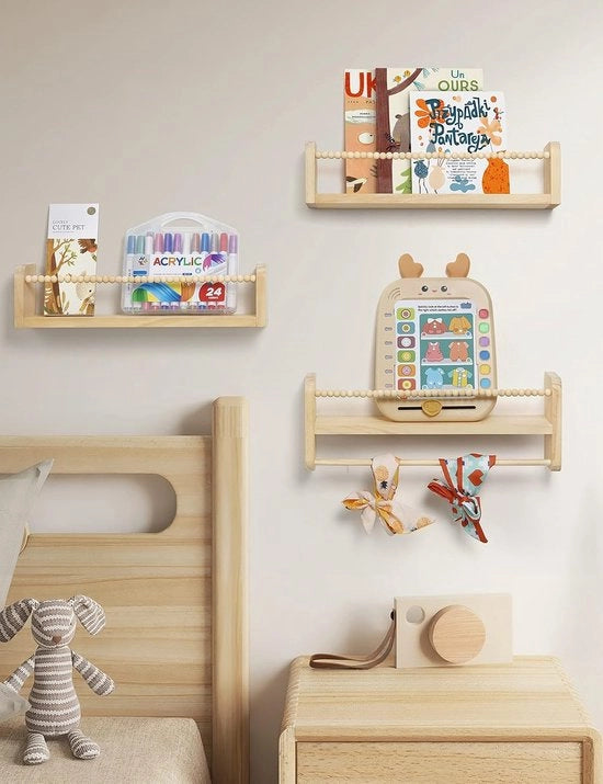 Set di pannelli di legno per parete per camera da letto dei bambini con disegno di rete unico e molteplici possibilità di ripostiglio