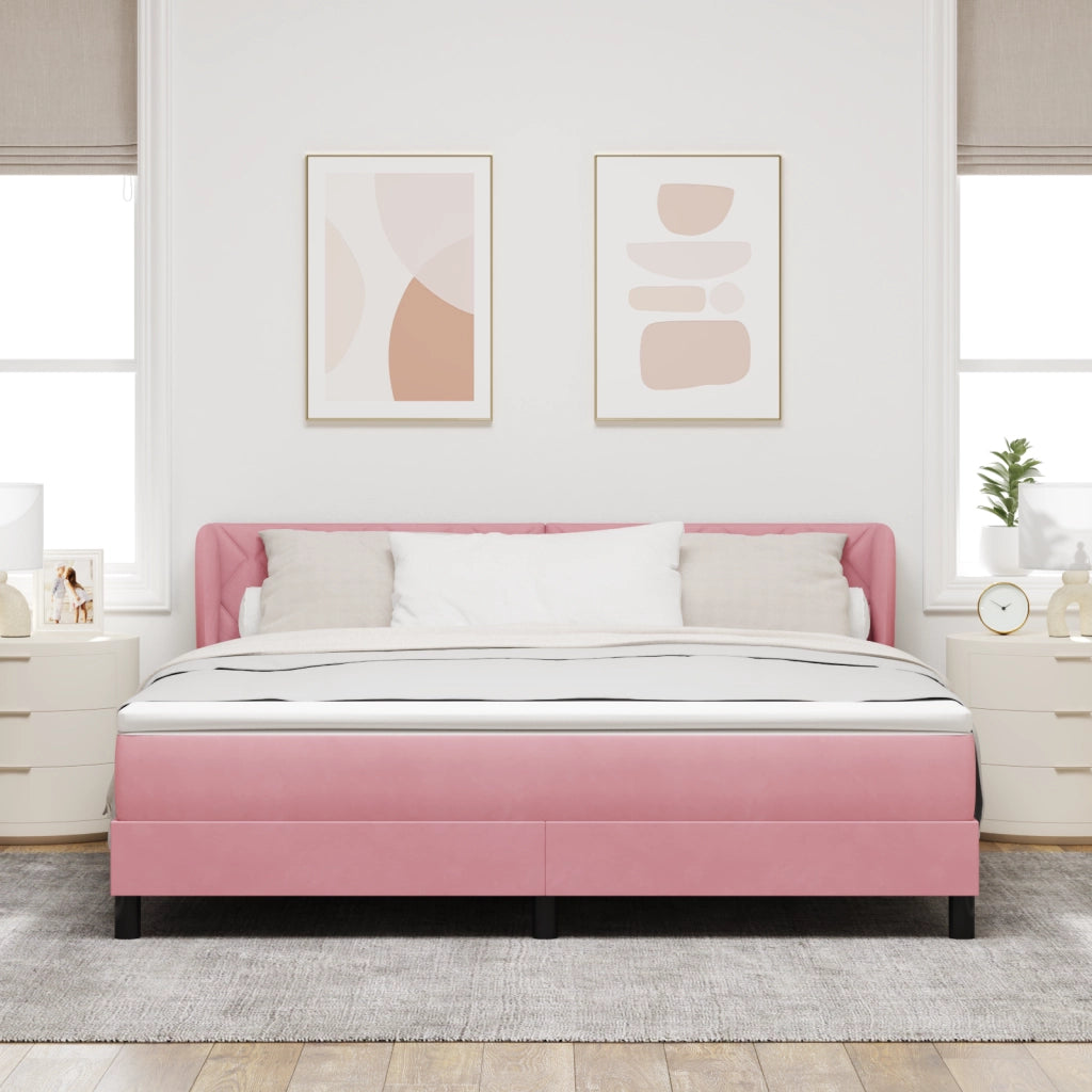 Letto a Box con Materasso Rosa 180x200 cm Velluto