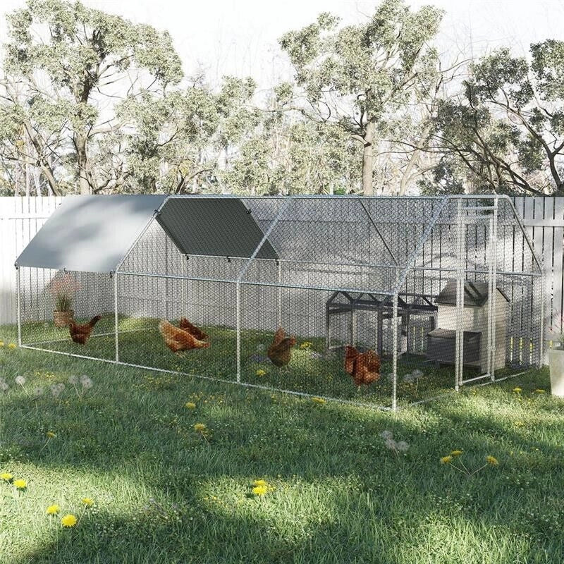 GABBIA RECINTO PER GALLINE IN METALLO PORTA CON BLOCCO E COPERTURA OXFORD