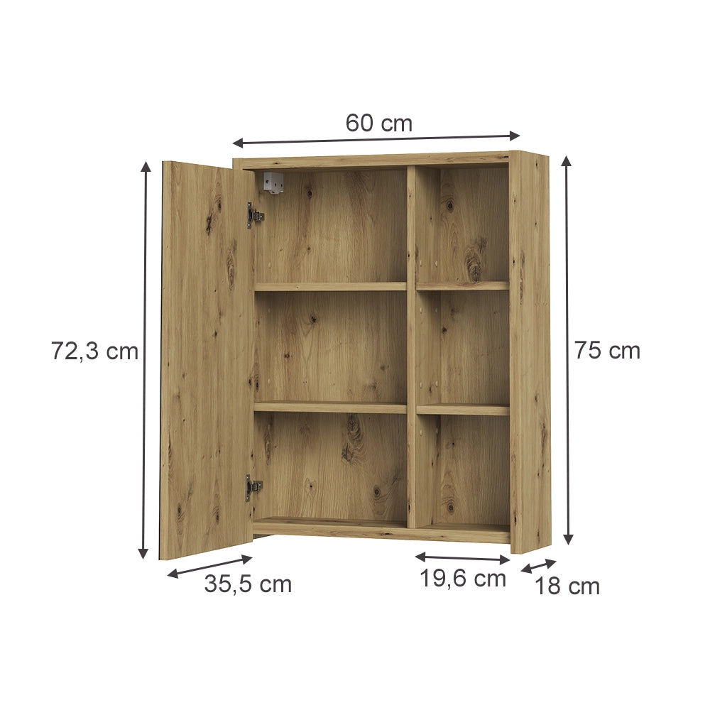Specchio contenitore bagno Viola Cachemire/Rovere artigianale 60 x 75 cm Vicco